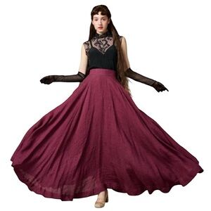 Cherry 22 Maxi Linen Skirt - Plum